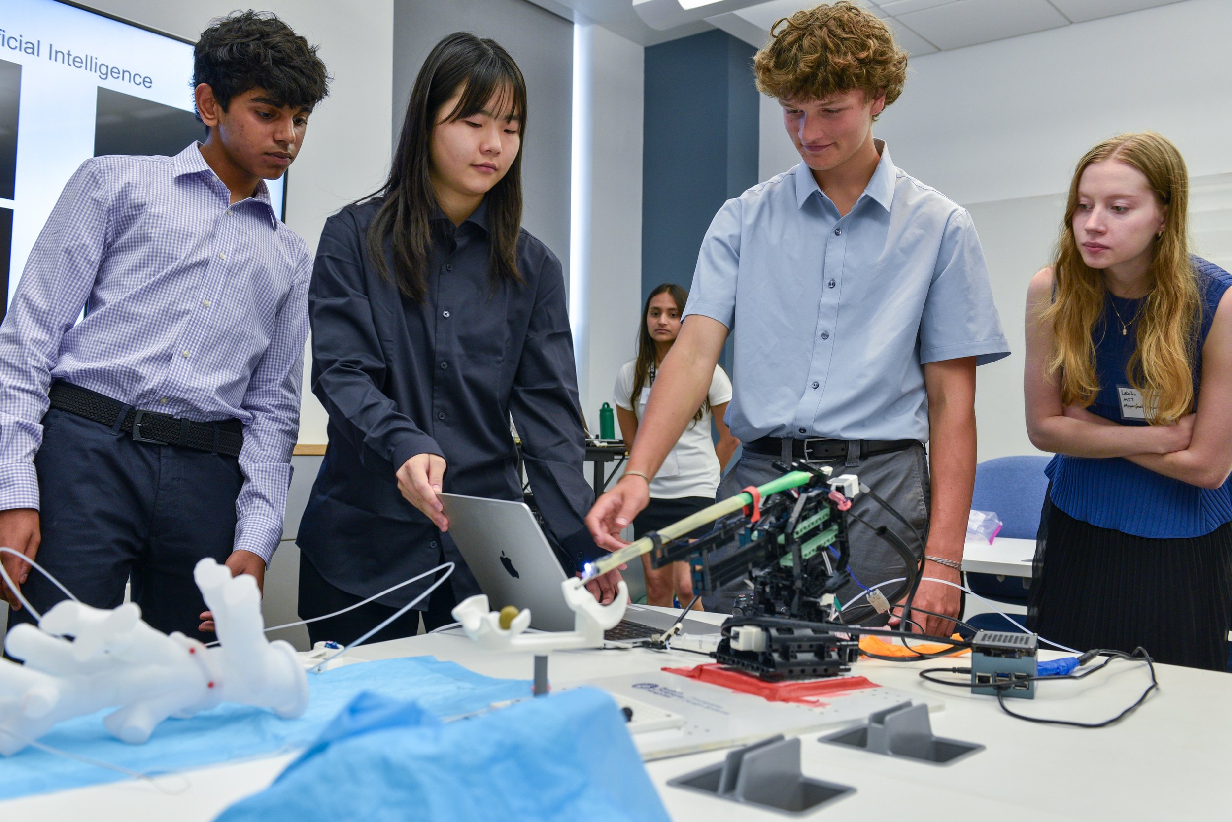 Foundations students building and exploring a robotic prototype together